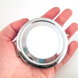 One Silver Round Blank DIY Compact Mirror 70mm