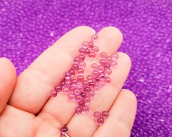 Purple 4mm Translucent Pearls, Popping Boba Resin Gumball Pearls, Faux Nonpareil Acrylic dragees, Caviar No Hole Beads, P211