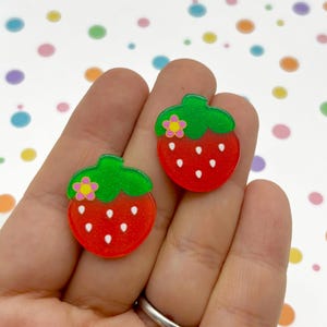 10 süße Flachrücken Rote Harz Glitzer Erdbeere Kawaii Cabochons, Glitzernde Flachrücken Glitzernde Dekoden Acryl Kunststoff Obst Cabochons 390b