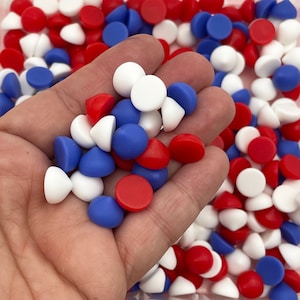 20 NICHT Essbare Harz 4. Juli Flatbacked Rot Weiß + Blau Fake Candy Chocolate Chips, Flat Backed Acrylplastik Fake Backzubehör 1367