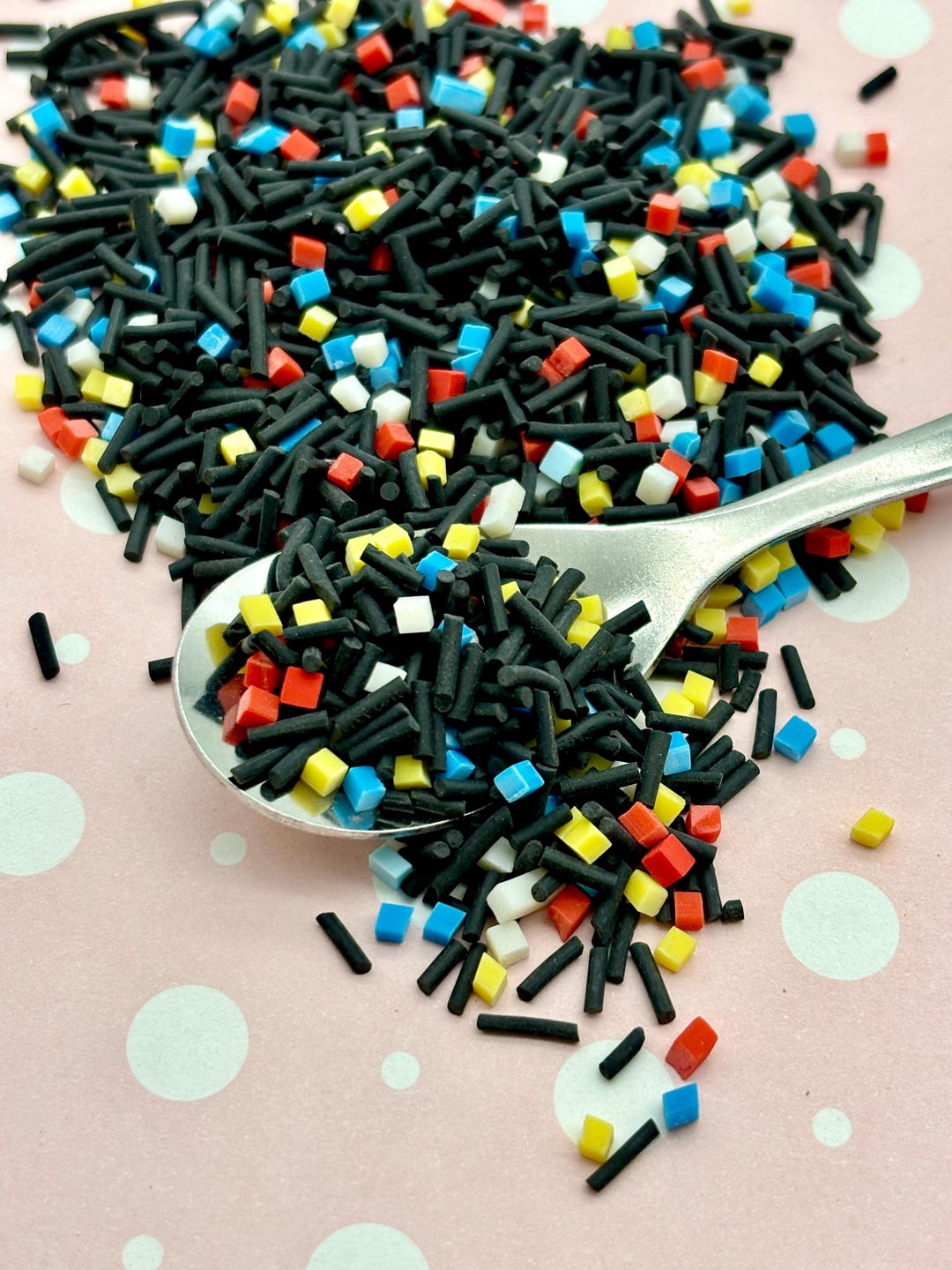 THE GRID Polymer Clay Black Sprinkle Mix With Colorful Squares, Decoden ...