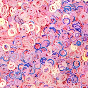 Iridescent Pink Blue Ab Shift Round Circle Hollow Donut Glitter, Table Scatter Confetti F811