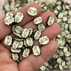 Größere dicke Cut 12 mm Kawaii Schafe Polymer Clay Streusel, Tier Streusel, Fake Back Fimo Tischstreusel Konfetti, Becher Shaker füllen G233