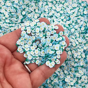 Blue Polymer Clay Daisy Flower Sprinkles, INEDIBLE Fimo Fake Sprinkle Mix, Resin Embellishment, Decoden Floral Fimo Cane Funfetti, P141