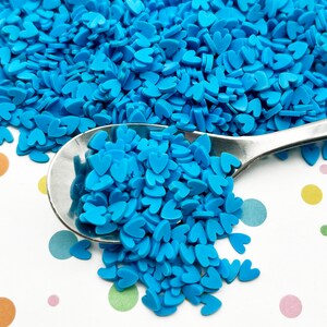 BLUE HEART Polymer Clay Heart Sprinkles, Valentines Day Fake Sprinkles, Fake Bake Fimo Table Scatter Confetti, Tumbler Shaker S154