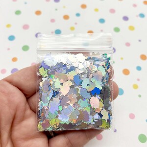10 Grams Silver Holographic 8mm Unicorn Solvent Resistant Iridescent Chunky Glitter Sprinkle Toppings Slime Supplies, Confetti Glitter F758 image 4
