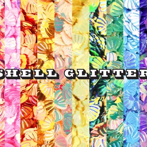 10 Grams Seashell Iridescent Chunky Glitter Sprinkle Toppings Slime Supplies, Pick Your Color, Clam Confetti Shell Glitter