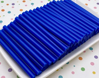 10 royalblaue Klebesticks für Dekosoße, Handy-Deko etc, Heißklebesticks (Mini-Größe)