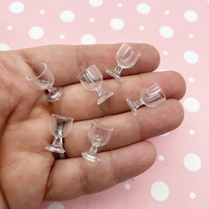 4 Miniature Dollhouse Wine Glass Charms for Decoden, Fake Food, and Doll Props 634