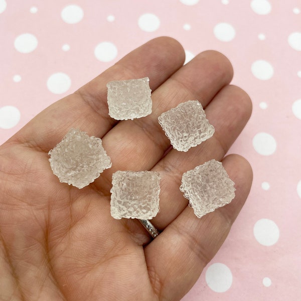 8 White Sugar Cubes, Glow in the Dark Candy Kawaii Cabochons,  Cute Jelly Decoden Gumdrop Sweets Cabs 746a