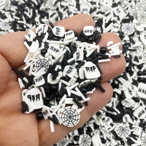 SPIDER BITE Spooky Halloween Sprinkle Mix, Polymer Clay Non Edible Nail Decoration, Fimo Table Scatter Confetti V67