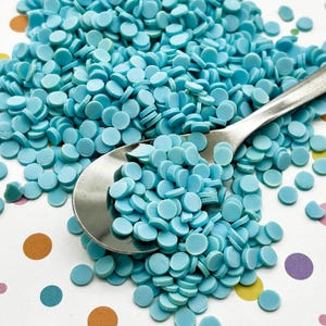 Light Blue 5mm Chip Polymer Clay Round Confetti Circles, Fake Bake Sprinkles, Fimo Table Scatter, Tumbler Shaker Fill, Slime Supply S116