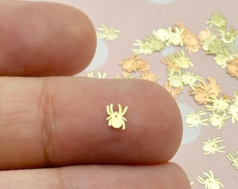 50 pequeños cabujones de araña espeluznantes de 4 mm en tono dorado para uñas, lindos cabujones Kawaii para uñas de Halloween, suministros de resina para decoración de uñas, complemento de resina 1484