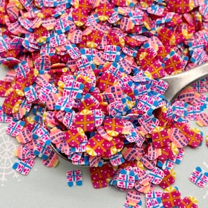 Assorted Christmas Present Slice Polymer Clay Kawaii Fake Sprinkles, Fake Bake Fimo Table Scatter Confetti, Tumbler Shaker Fill V77