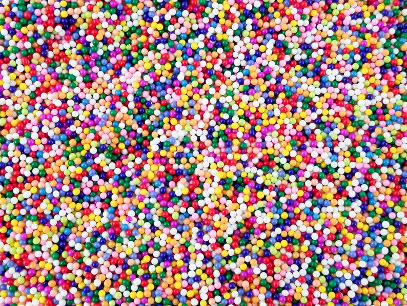 NON EDIBLE Faux Rainbow Glass Nonpareil Sprinkles, 2mm Pick Your Amount, Decoden Rainbow Funfetti Jimmies, Faux Caviar Beads, G49 image 2