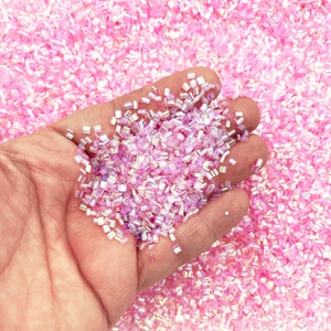 Cuentas de Bingsu crujientes iridiscentes de color rosa rosado a granel de 500 g para slime crujiente, cuentas de paja iridiscentes, purpurina 3D, suministro de slime kawaii