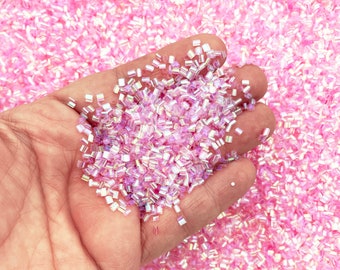 Bulk 500g Rosey Pink Iridescent Crispy Bingsu Beads for Crunchy Slime, Iridescent Straw Beads, 3D Glitter, Kawaii Slime Supply