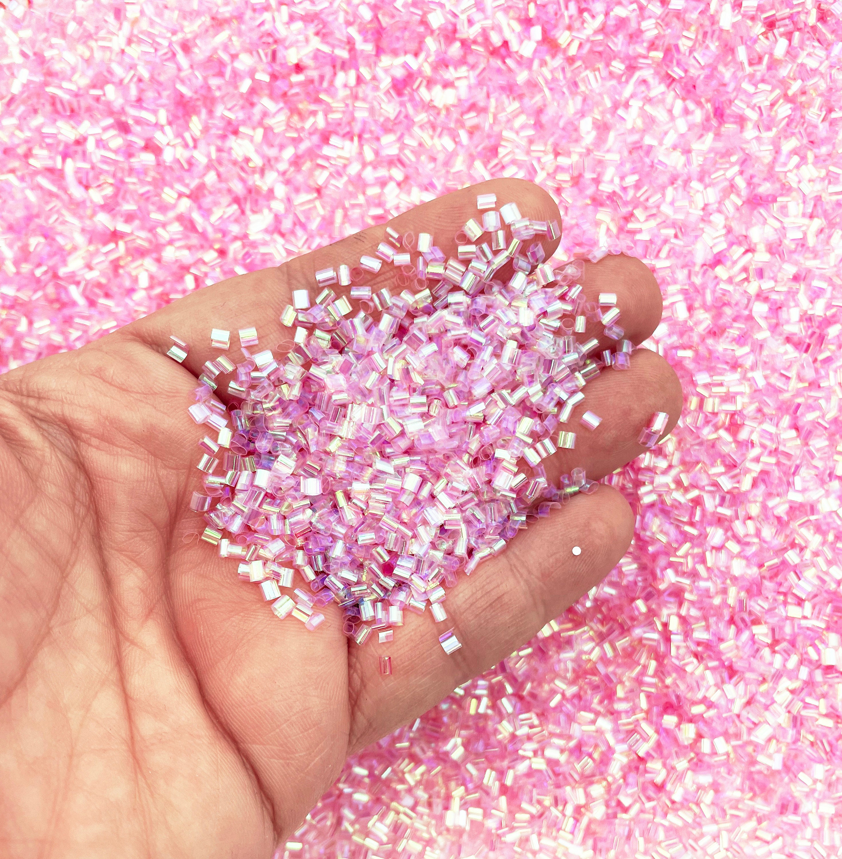 Iridescent Crispy Bingsu Beads for Crunchy Slime, Iridescent Straw Beads, 3D Glitter, Slime Supply (Mermaid, 25 Gram Bag)