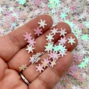 Arctic White Snowflake Glitter, 8mm Christmas Snow Flake Tumble Shaker Fill, Deco, Holiday Craft Supply, Pick Your Amount, T43