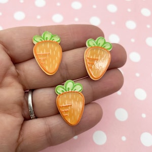 8 cabochons de carottes en résine à dos plat, Cabochons de légumes en plastique acrylique à dos plat, 437b
