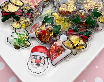 3 Puffy Filled Glitter Christmas Shaker Pendant, X-mas