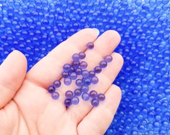 Blue 6mm Round Translucent Pearls, Popping Boba Resin Gumball Pearls, Faux Nonpareil Gum Ball Acrylic Plastic Caviar No Hole Beads, P180