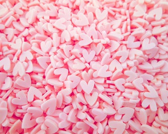 Pink Polymer Clay Heart Sprinkles, Valentines Day Fake Sprinkles, Decoden Funfetti Rainbow Jimmies, S150