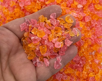 100g FRUIT PUNCH Acrylic Silica Sand, Fake Gemstone Chunks,  Fake Lava Geode Rock Coarse Plastic Rock Candy