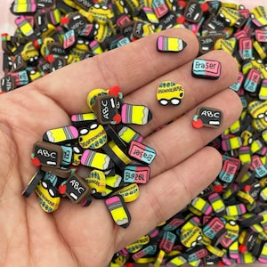 Larger Back to School Sprinkle Mix, School Bus, Pencil, Black Board, Eraser Mix, Polymer Faux Sprinkle Slices, G222