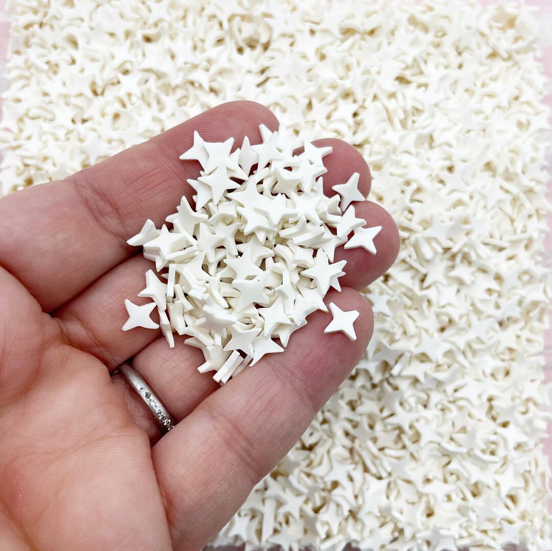 Larger White 4 Point Star Sprinkles, Polymer Clay Fake NON EDIBLE ...