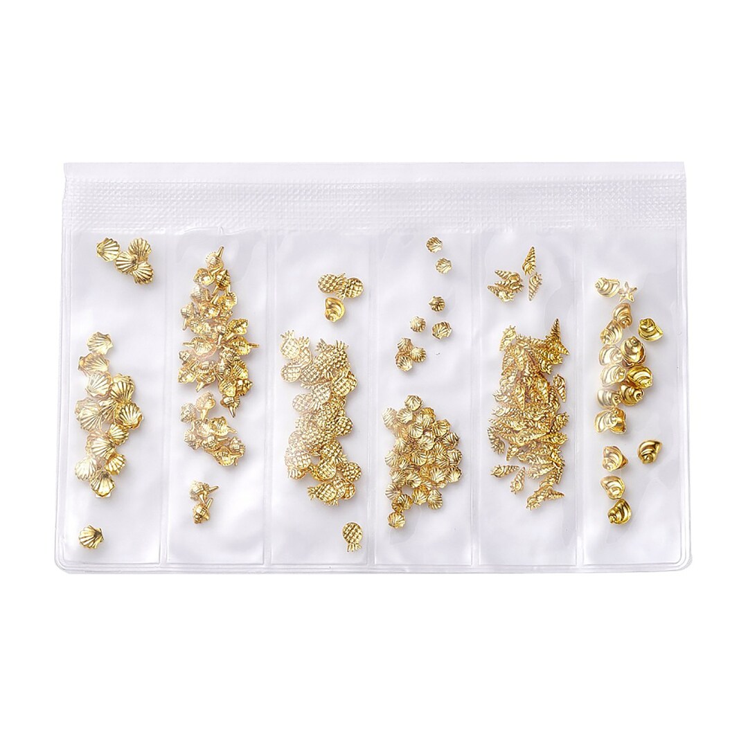 150-300 Assorted Tiny Gold Toned Nail Cabochons, Cute Kawaii Nail Kit ...