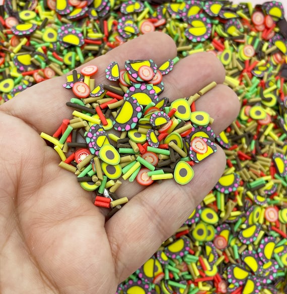 TACO TUESDAY Mix, Taco Themed Sprinkle Mix, Polymer Clay Fake Sprinkles, Fimo Table Scatter Confetti, Slime Jewelry Supplies E239