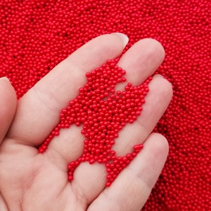 Sprinkles non comparables en verre rouge, 2 mm au choix, quantité, Decoden Funfetti Jimmies, fausses perles rondes de caviar, G29