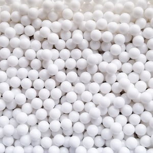 WHITE TAPIOCA BOBA Caviar Pearls, 6mm, Faux Nonpareil Acrylic Plastic Dragees, Opaque Caviar No Hole Resin Beads, K69