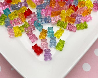 25 Horizontal Side Drilled Glossy Gummy Bear Beads, 16x11x9mm Hard Plastic, J35