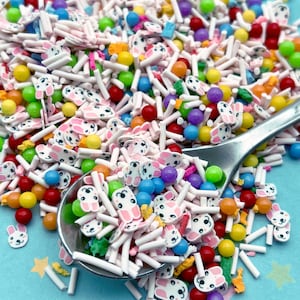 Silly Rabbit, Cereal Milk Non Edible Polymer Clay Easter Bunny Rabbit Sprinkles, Fake Bake, Tumbler Shaker Fill, Fimo Table Scatter V44
