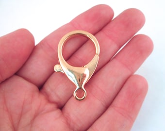 5 Huge Rose Gold 35mm Lobster Keychain, Key Chain Necklace Clasp Hook, C23