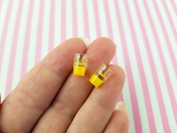 ミニチュアアクリルプラスチックオレンジジュース10mmガラスカップ2個 