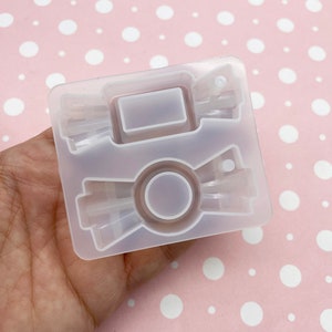 Double Cavity Taffy Candy Pendant Charm Shaker Mold, Diy Cabochon Keychain 1 Part Silicone UV Mould Q146