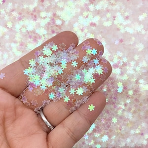 Irisierender AB Klar 4 mm Schneeflocken Glitter, Weihnachtsglitter, Nail Art Deco Urlaub Glitter, Tischdekoration, Wählen Sie Ihre Menge, F782