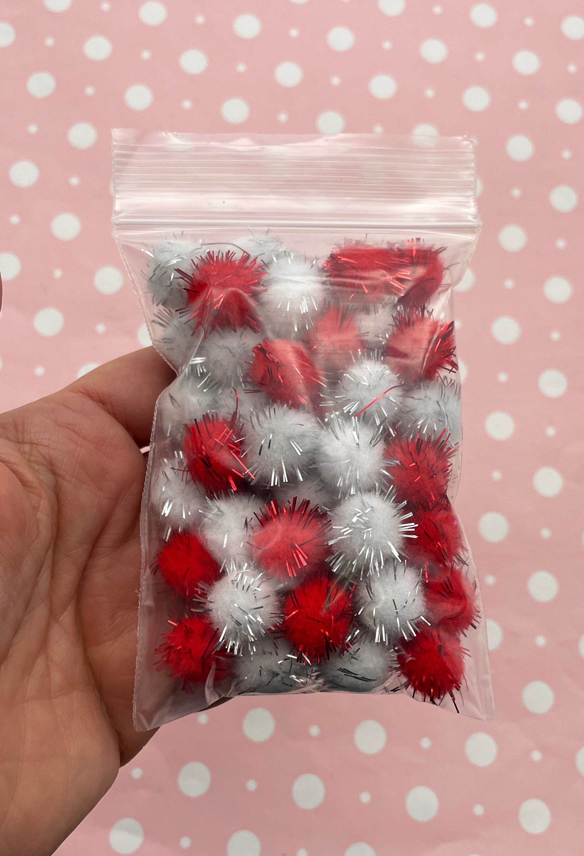 Fifty 15mm Rainbow TINSEL Mochi Balls, Pom Poms, Approx. 50 Pieces for  Crafts and Slimes 