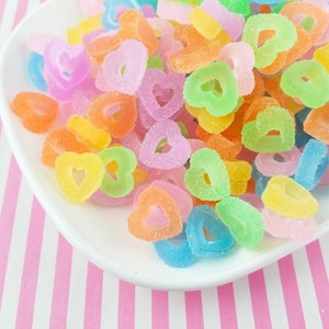 8 Assorted Soft Resin Sugared Heart Cabs, Valentines day cabs Kawaii Cabochons Cute Jelly Decoden Fruit heart Sweets , 1001b