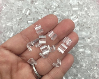 50 Glue On Clear Button Back Plastic Hair Tie Bails, Ponytail Holder, Elastic Hair Band Blanks , Flat Pad Jewelry Findings, H466