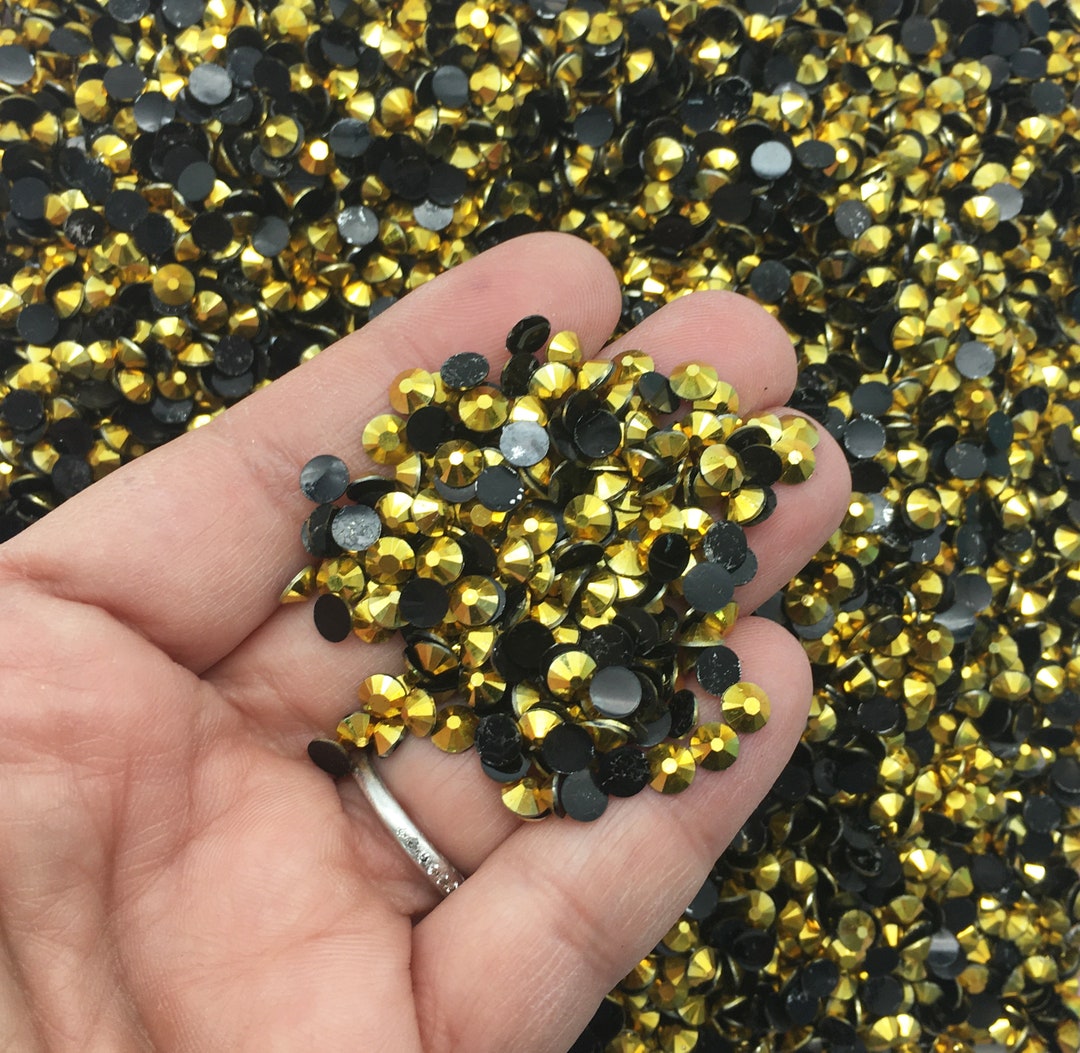 Ab Gold 5mm Round Gold AB Jelly Flatbacked Resin Rhinestone Cabochons, Flat ...