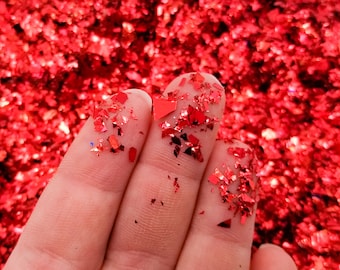 Confezione da 10 g o 50 g di glitter iridescenti iridescenti in cellophane rosso metallizzato opaco, decorazioni per slime, coriandoli a schegge CEL 33