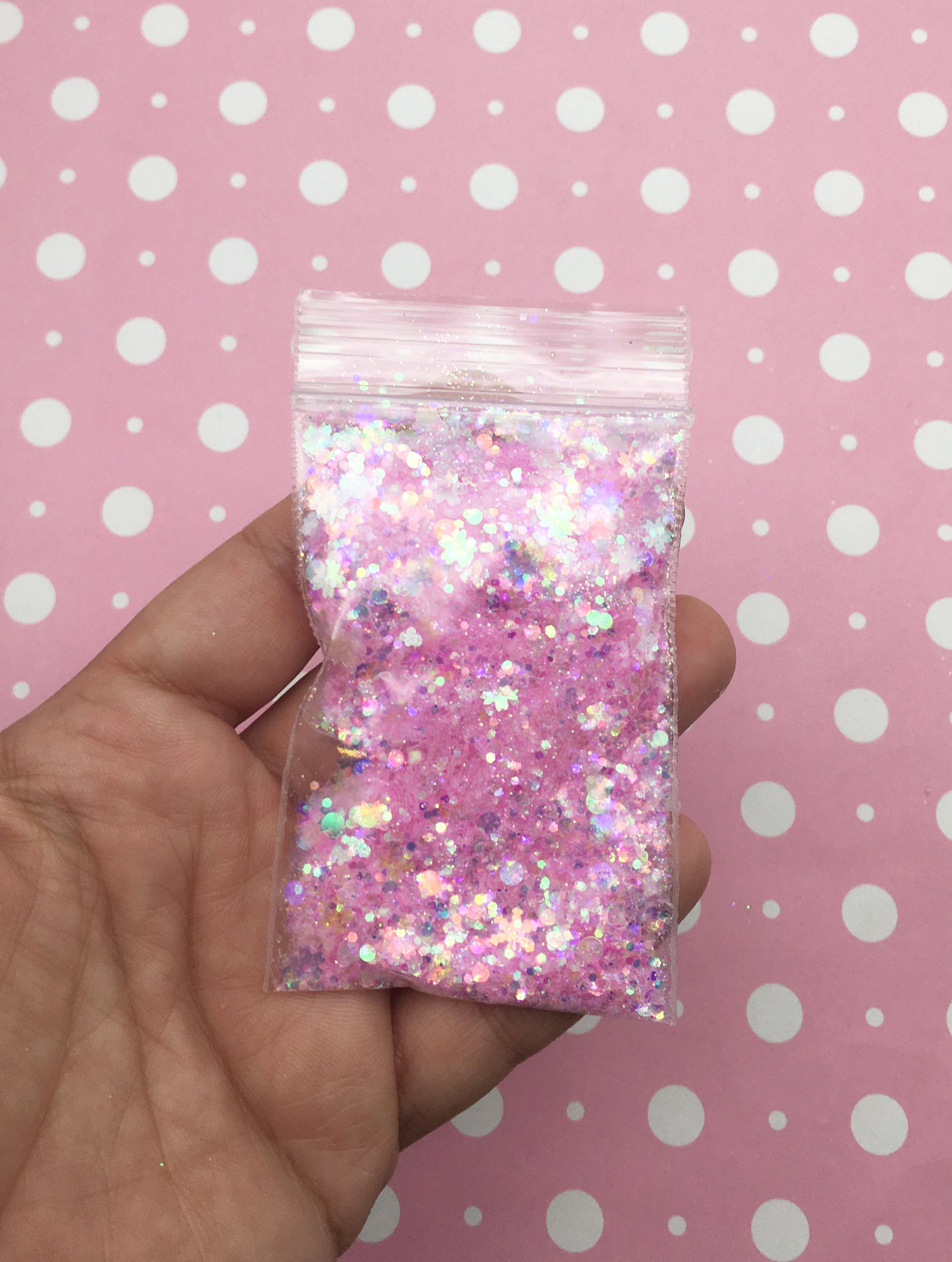 Hot Pink Fairy Dust Glitter 5/8 Fold Over Elastic