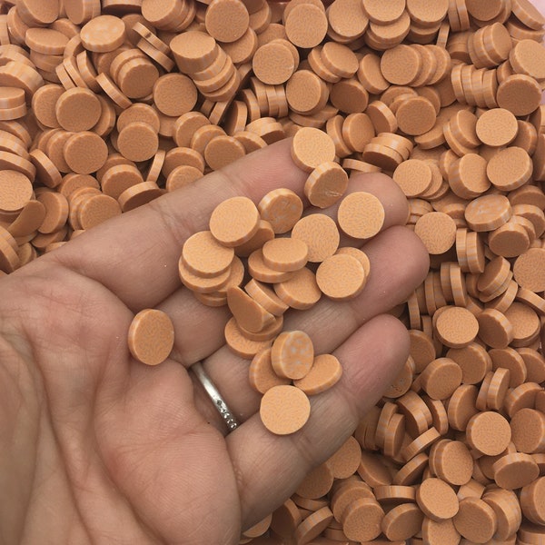 Larger Size NON EDIBLE Mocha Butterscotch Chip Polymer Clay Round Confetti Circles, Fake Sprinkles R191