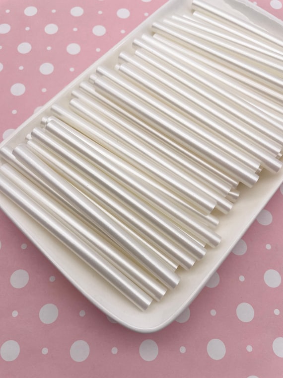 10 White Pearl Metallic Glue sticks for drippy deco sauce, cell phone deco etc, great for wax seals (mini size)
