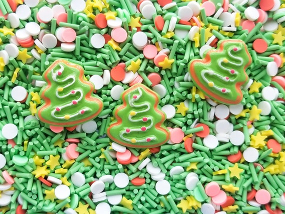 Christmas Green Red White Fake Sprinkles Holiday Decoden Jimmies