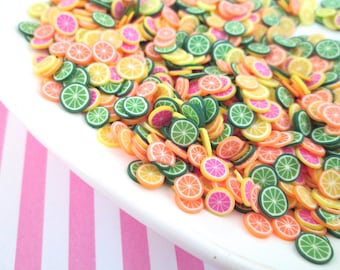 Tranches d'agrumes en pâte polymère, tranches d'art d'ongle, faux fruits, fruit miniature, M65
